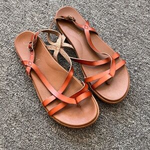 Womens Natural Reflections Leather Addy Back Strap Sandals Size 9